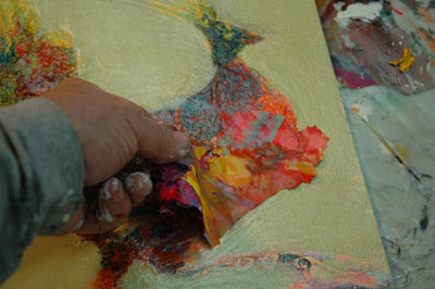 Glue skins in place using any gel medium - It&rsquo;s all acrylic, folks!